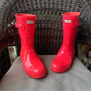 Gloss Hyper Pink or Bright Coral Original Short Hunter Boots 11